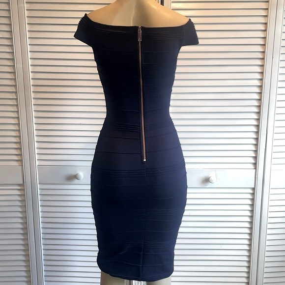 TED BAKER- Women’s Dark Blue Inan Textured Bardot Dress size O - Picture 9 of 12